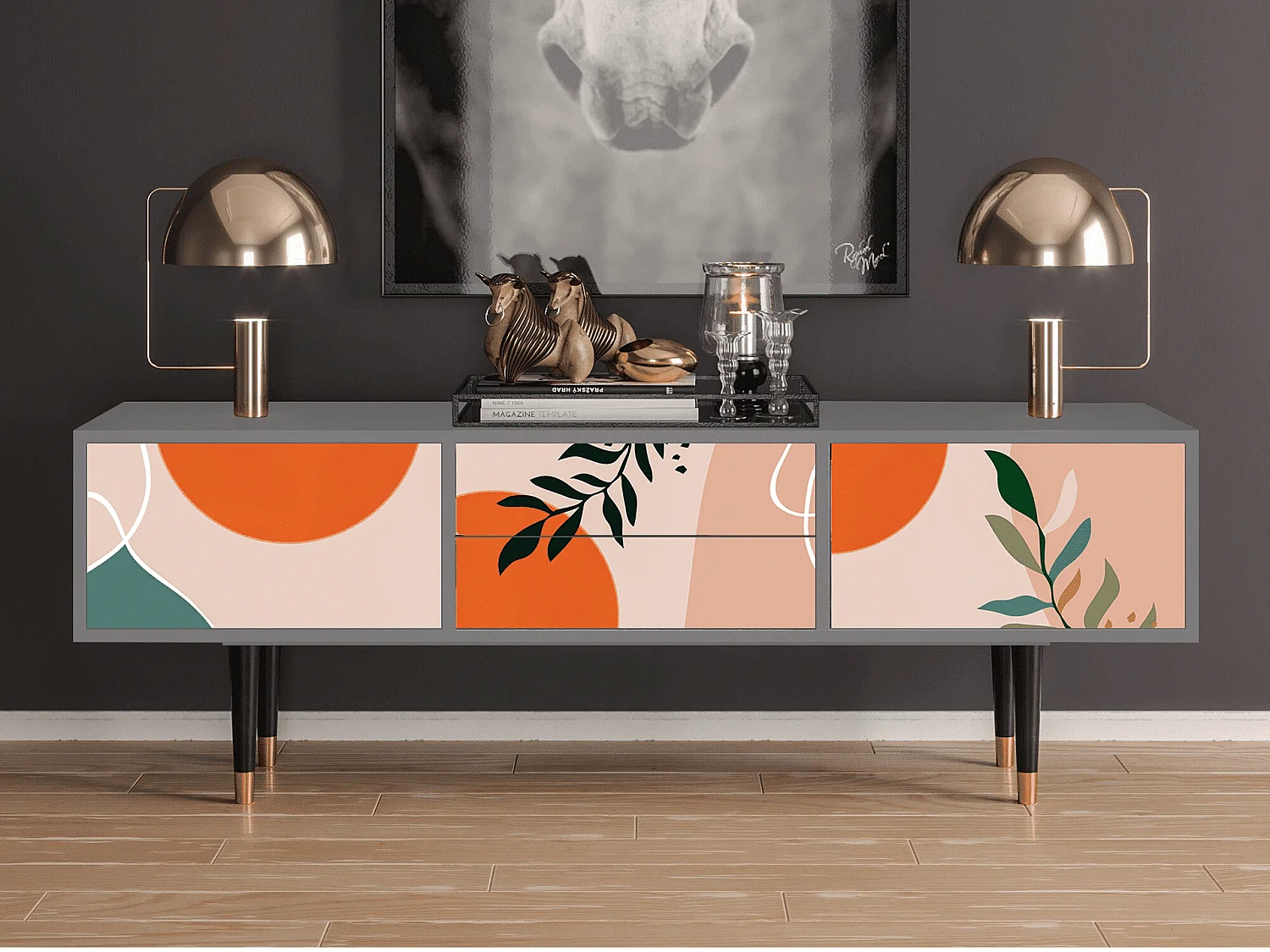 Meuble TV - 170х59х48 cm - T4 - Artwork, Gris