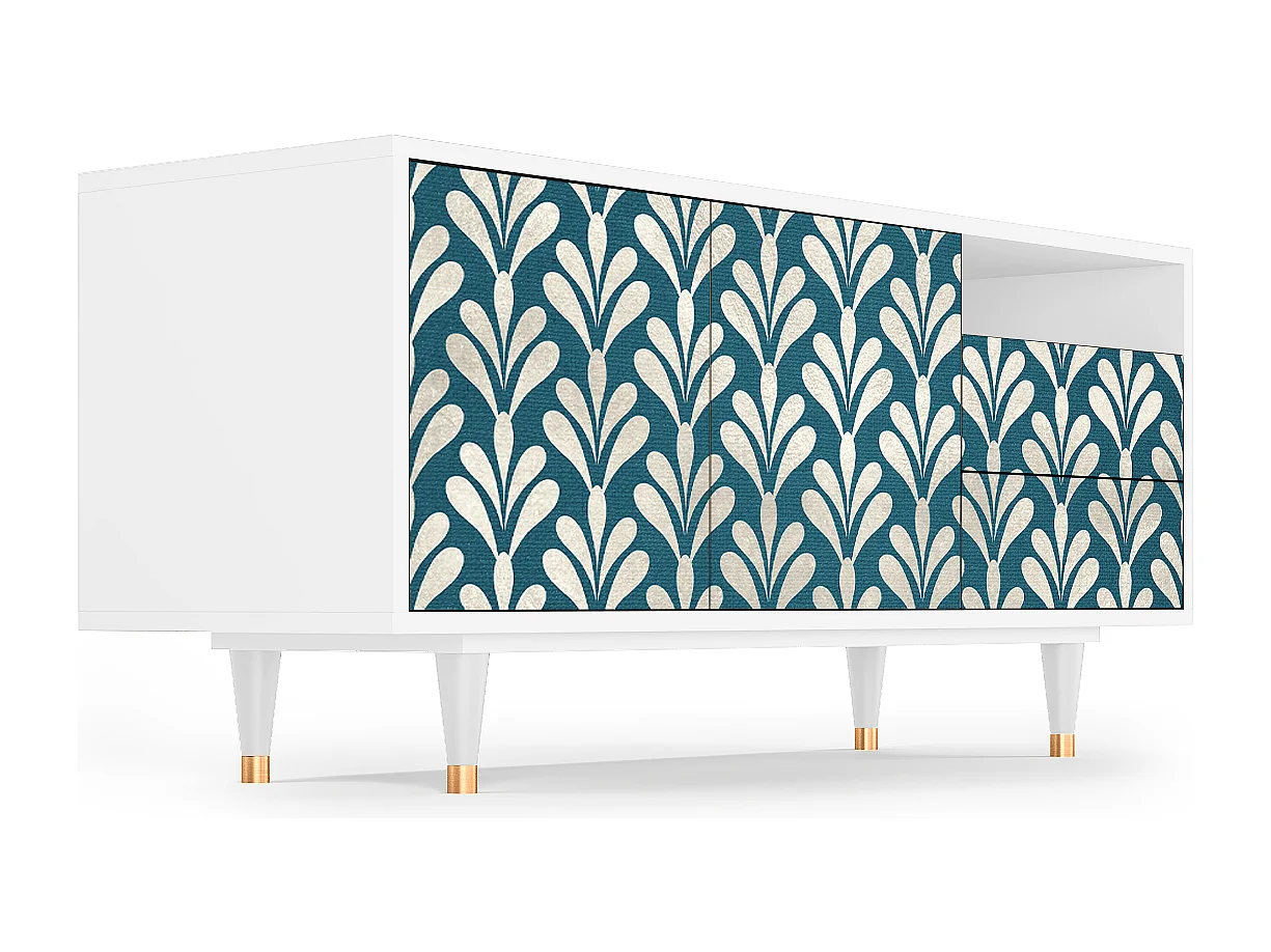 TV-Möbel - 125х56х41 cm - T7 - Milky Tears, Weiß