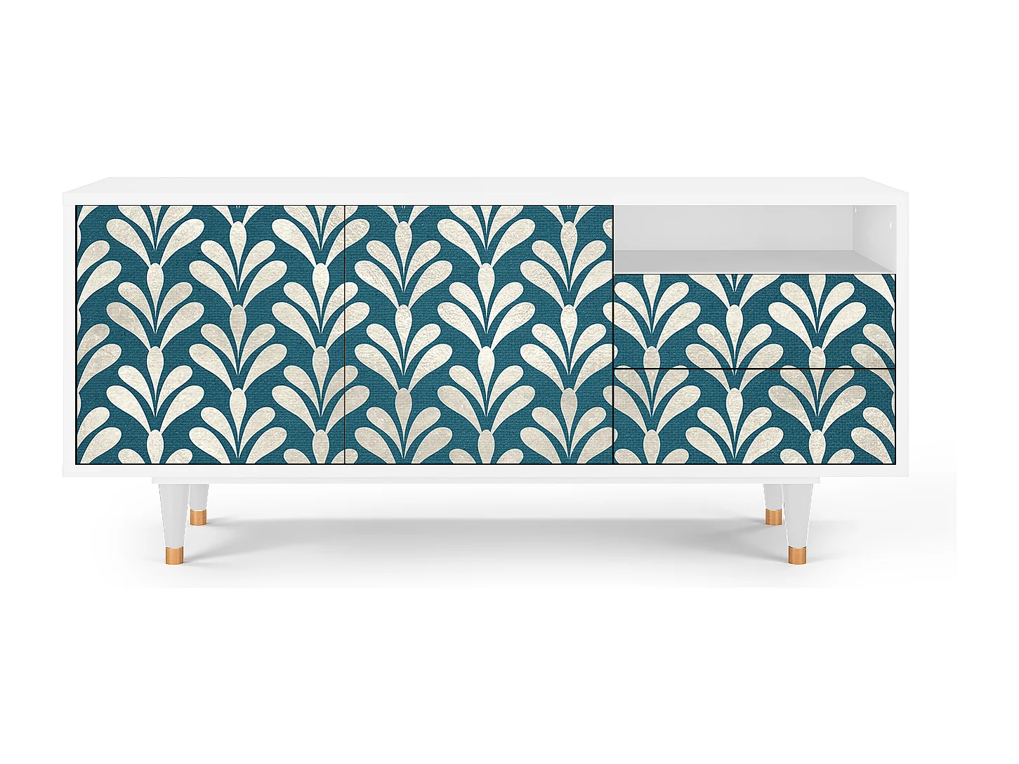 Meuble TV - 125х56х41 cm - T7 - Milky Tears, Blanc