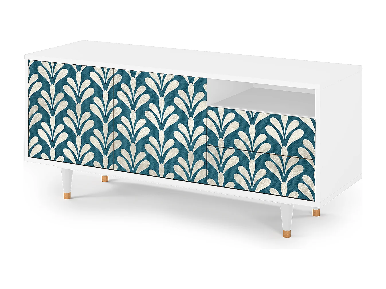 Meuble TV - 125х56х41 cm - T7 - Milky Tears, Blanc