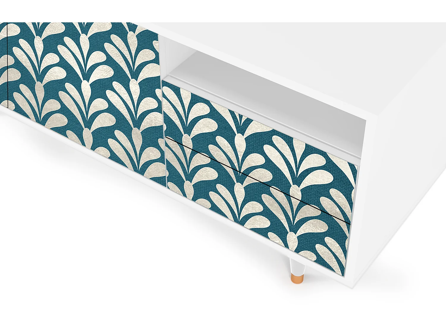 Meuble TV - 125х56х41 cm - T7 - Milky Tears, Blanc