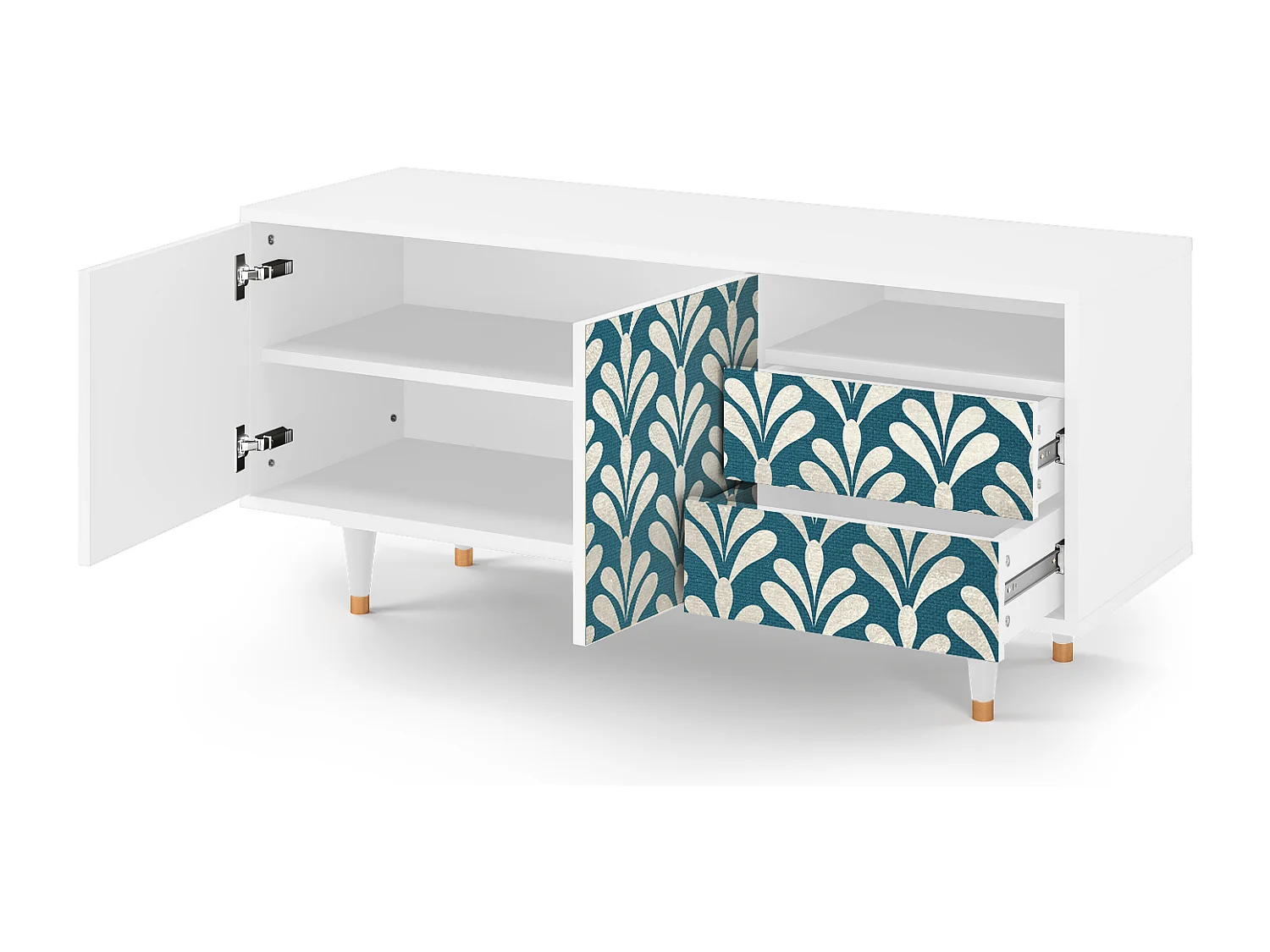 Meuble TV - 125х56х41 cm - T7 - Milky Tears, Blanc