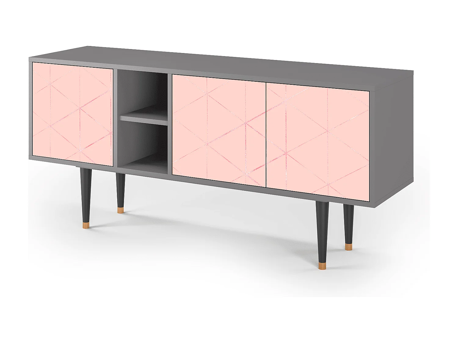 Meuble TV - 150х69х41 cm - T5 - Rose Quartz, Gris