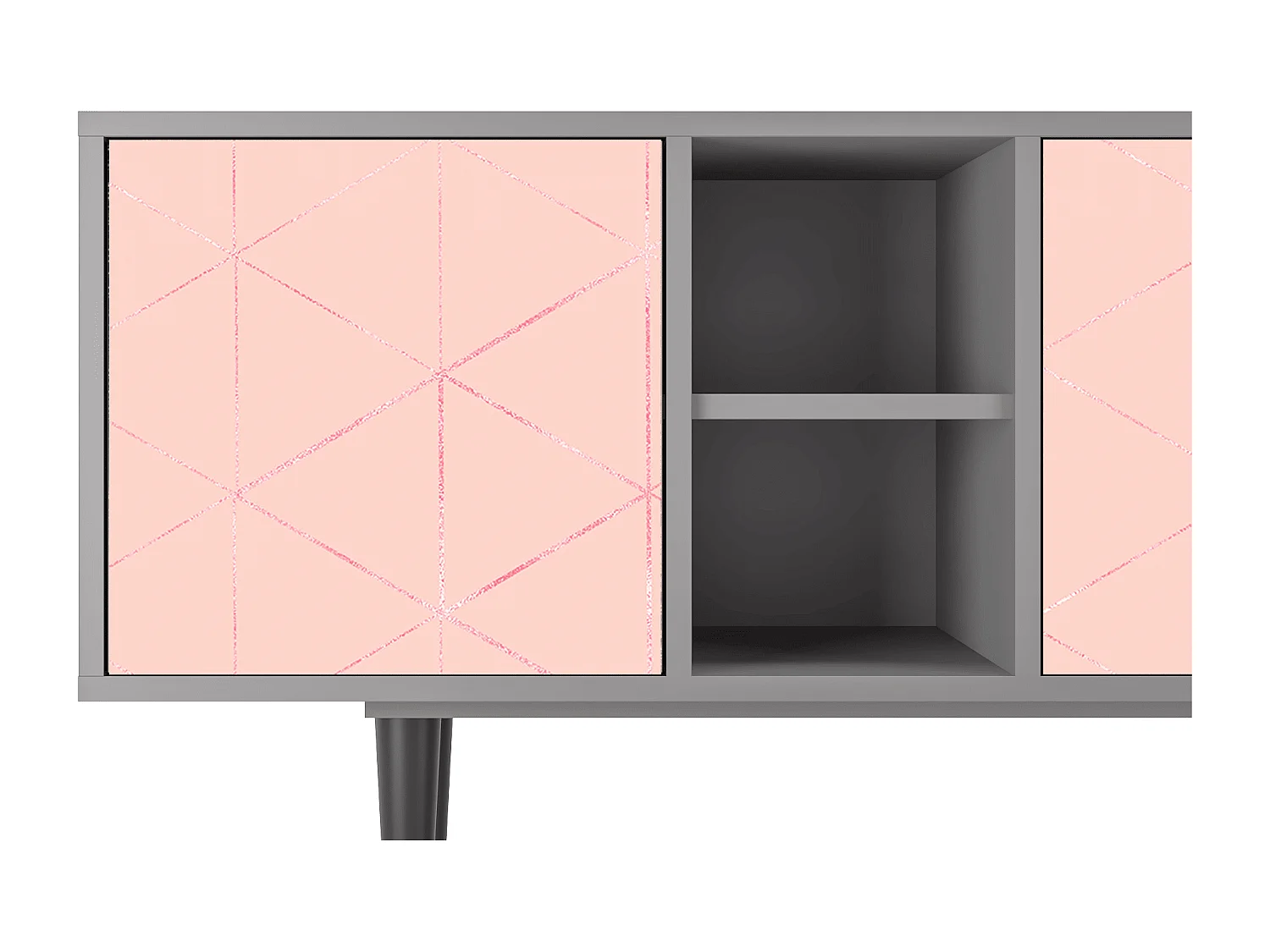 Meuble TV - 150х69х41 cm - T5 - Rose Quartz, Gris