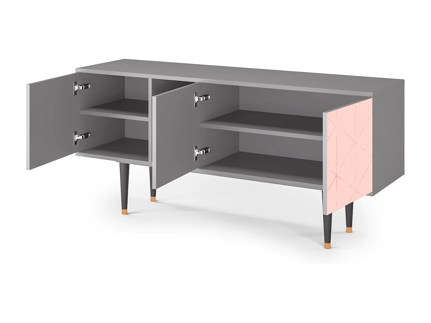 Meuble TV - 150х69х41 cm - T5 - Rose Quartz, Gris