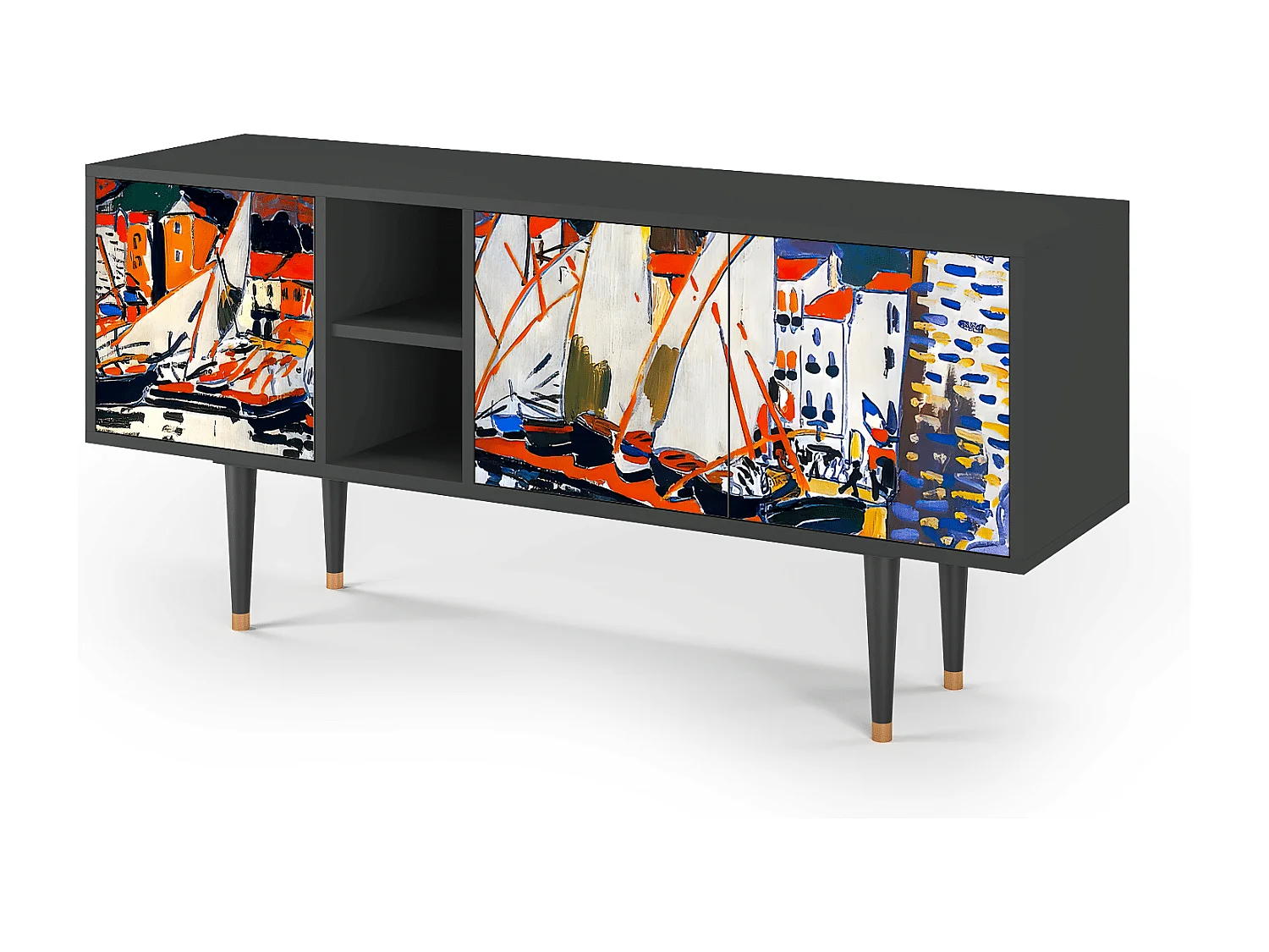 Szafka RTV - 150х69х41 cm - T5 - Le Séchage des voiles , Antracyt