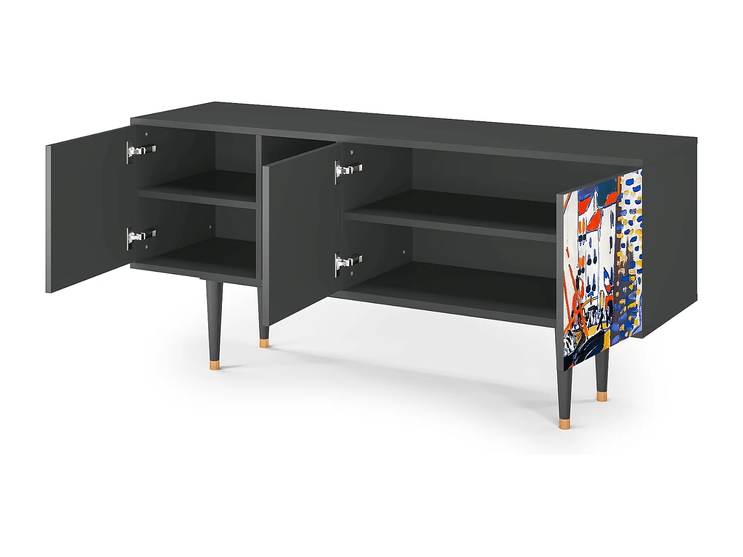 Szafka RTV - 150х69х41 cm - T5 - Le Séchage des voiles , Antracyt