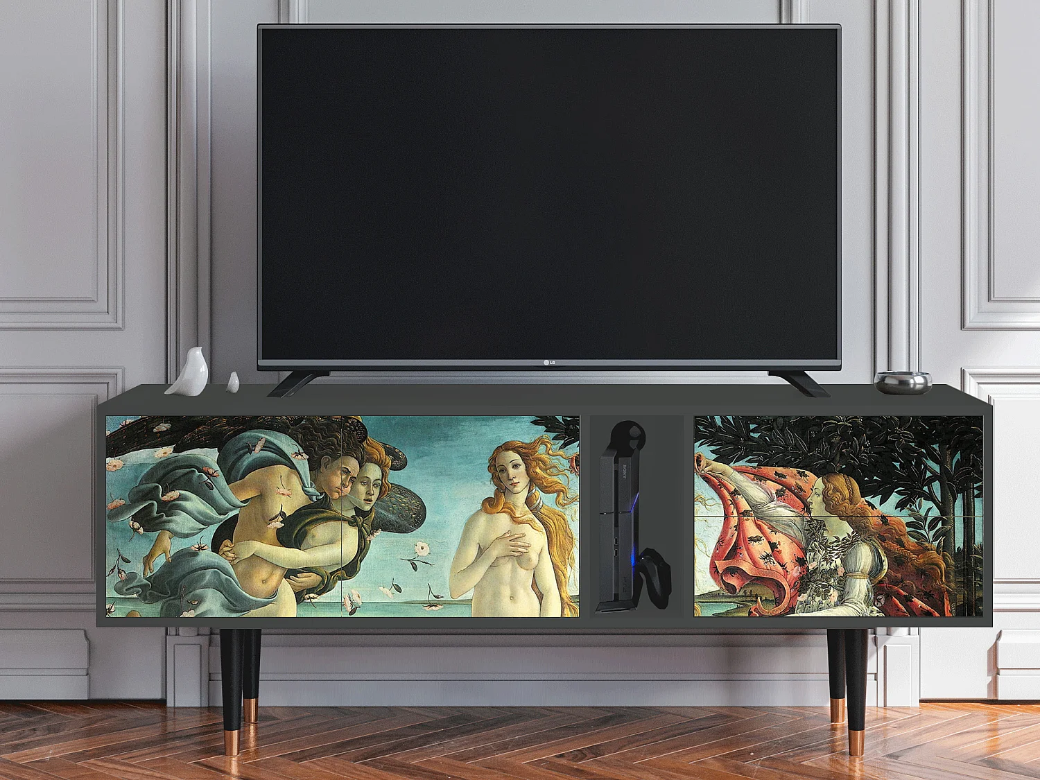 Szafka RTV - 170х69х48 cm - T1 - The Birth of Venus, Antracyt