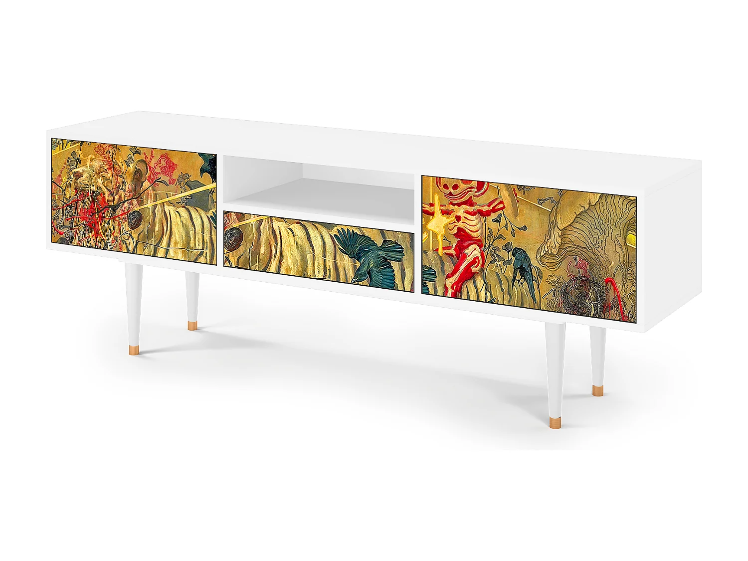 Szafka RTV - 170х59х41 cm - T6 - Blood by James Jean, Biały