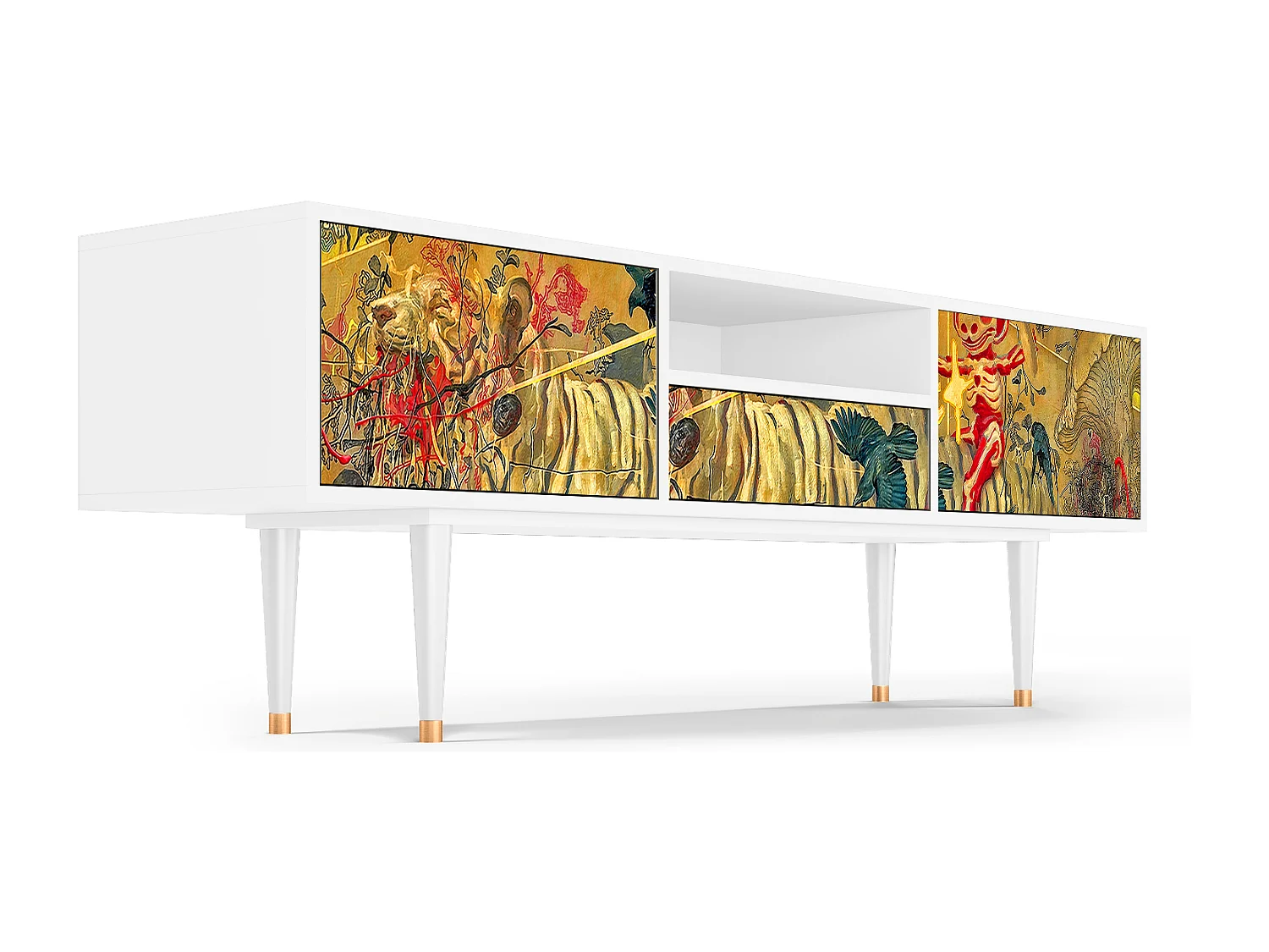 Szafka RTV - 170х59х41 cm - T6 - Blood by James Jean, Biały