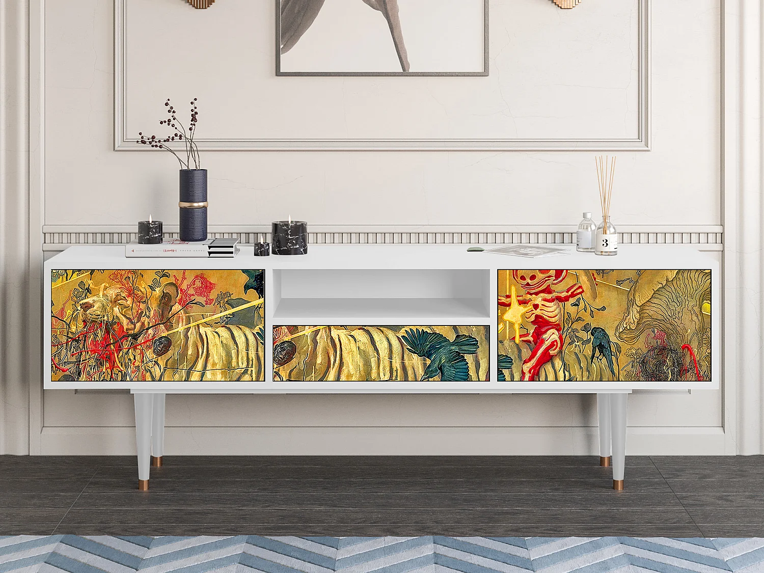 Mueble de TV - 170х59х41 cm - T6 - Blood by James Jean, Branco