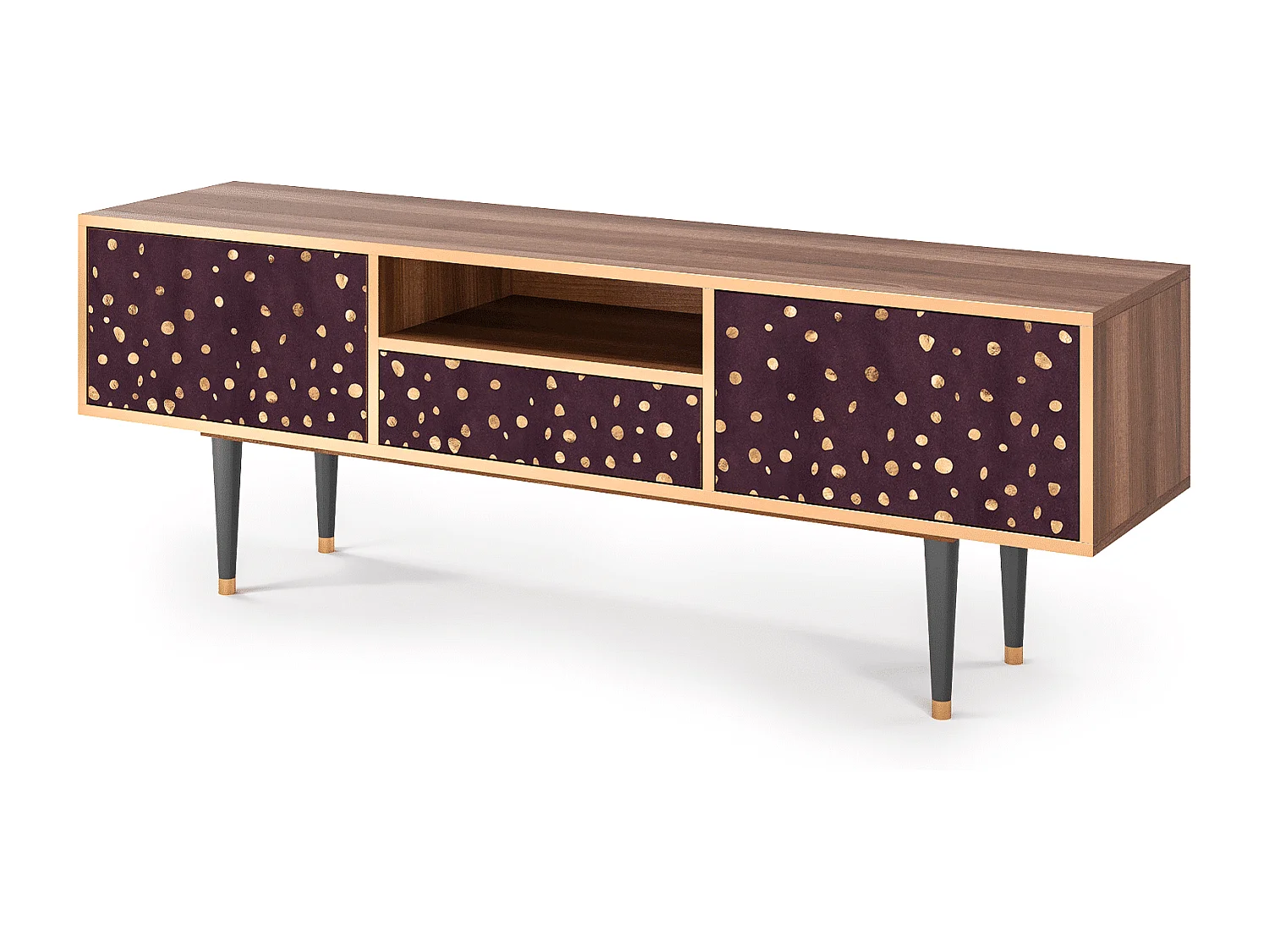 Meuble TV - 170х59х41 cm - T6 - Glowworms, Noyer