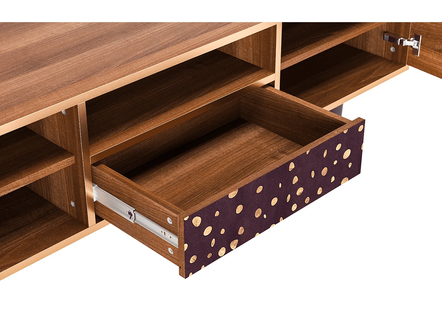 Meuble TV - 170х59х41 cm - T6 - Glowworms, Noyer