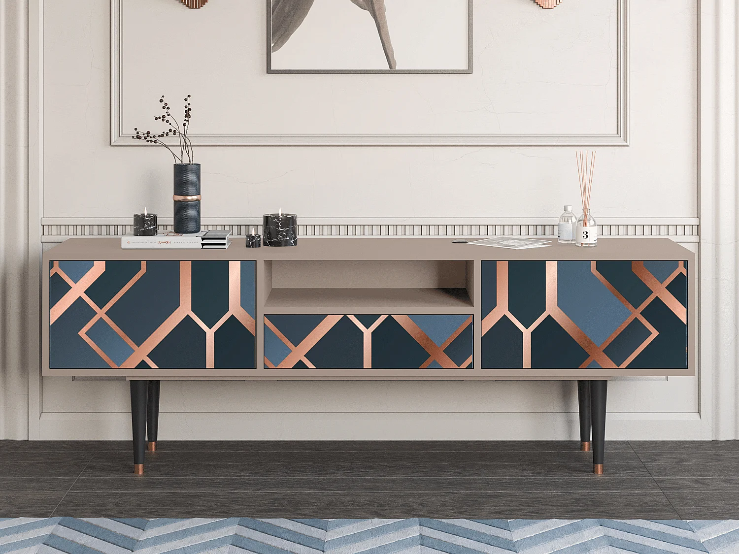 Mueble de TV - 170х59х41 cm - T6 - Ashy 1920', Latte