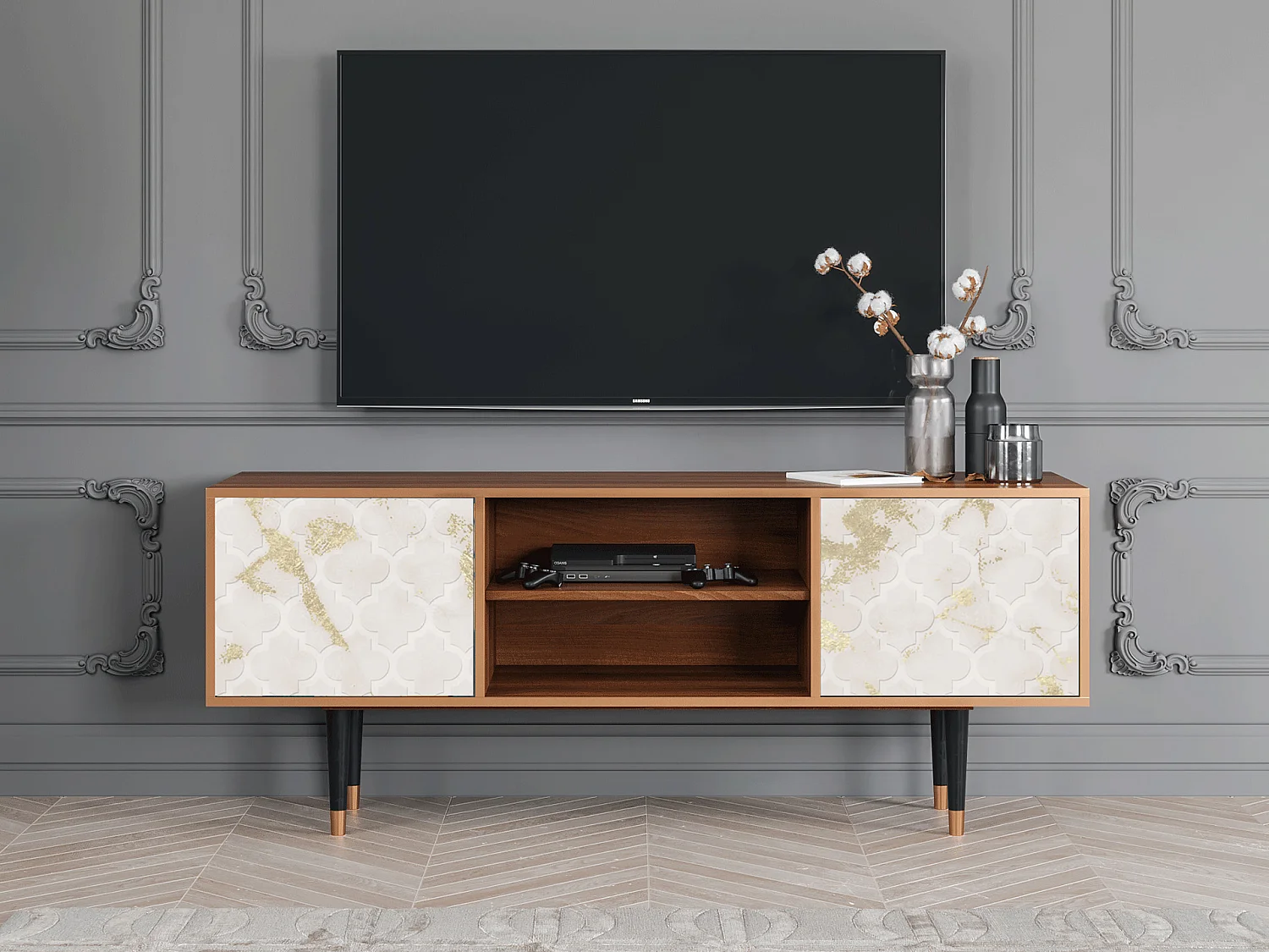 Mueble de TV - 170х69х48 cm - T2 - Sahara desert, Nogueira