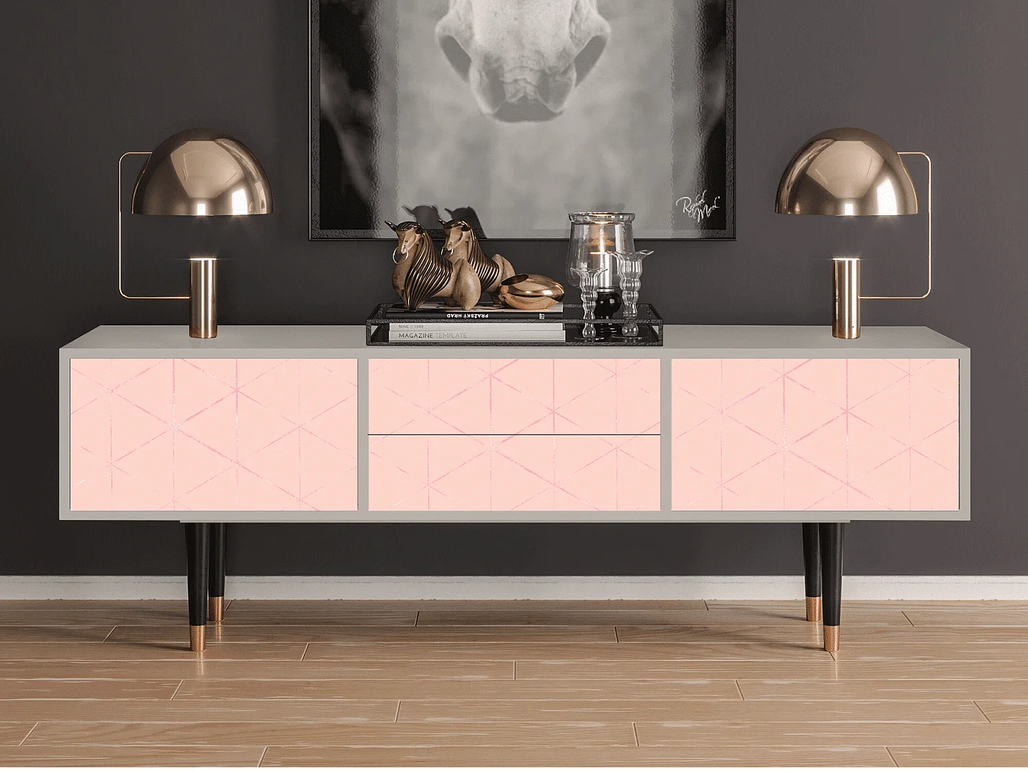 Mueble de TV - 170х59х48 cm - T4 - Rose Quartz, Arena