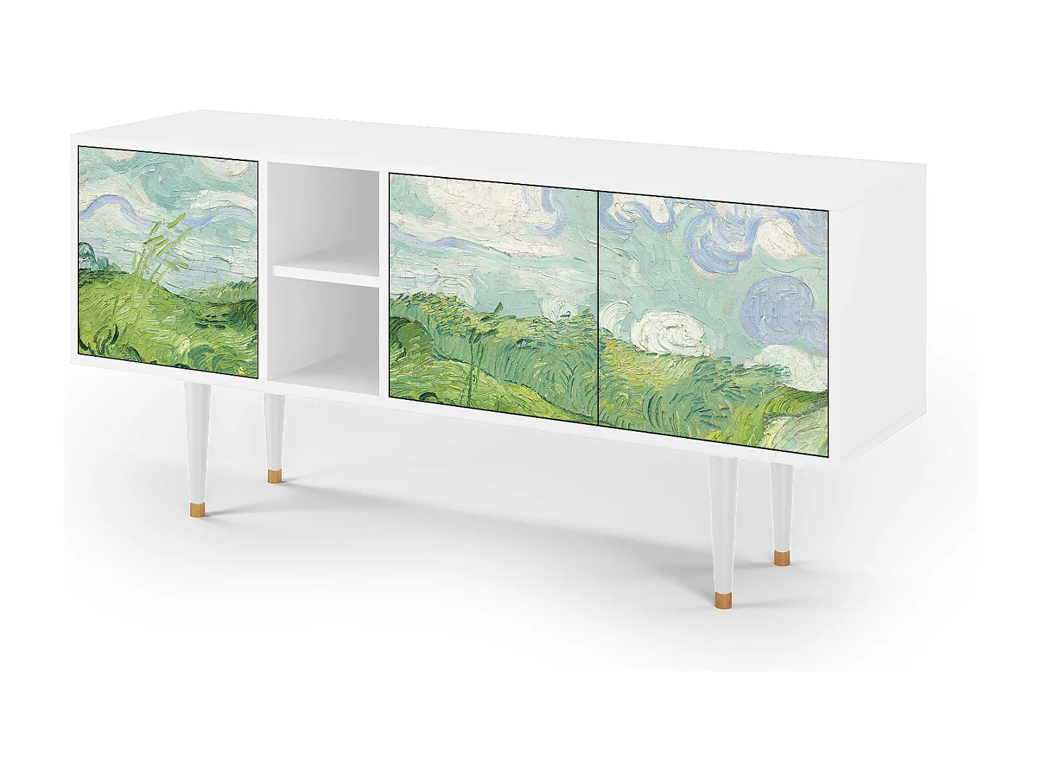 Meuble TV - 150х69х41 cm - T5 - Green Wheat Fields, Blanc