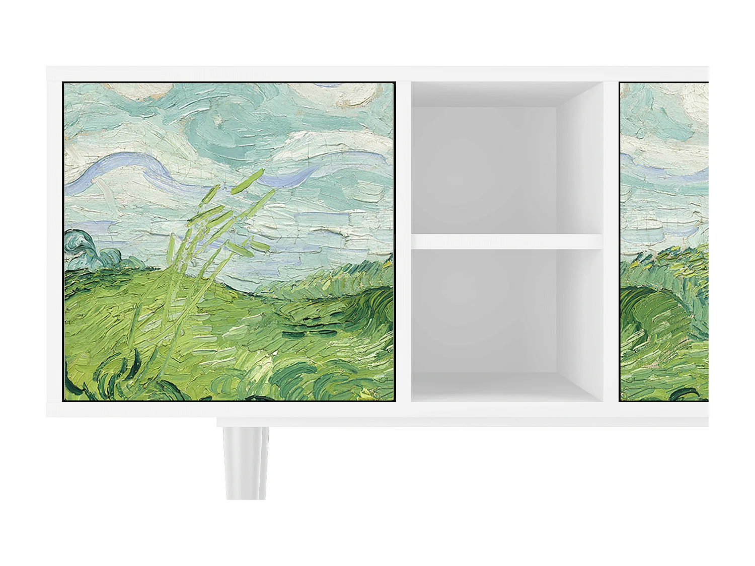 Meuble TV - 150х69х41 cm - T5 - Green Wheat Fields, Blanc