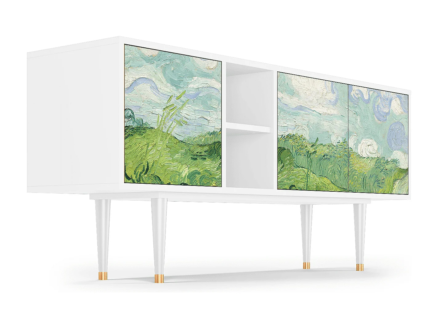 Meuble TV - 150х69х41 cm - T5 - Green Wheat Fields, Blanc