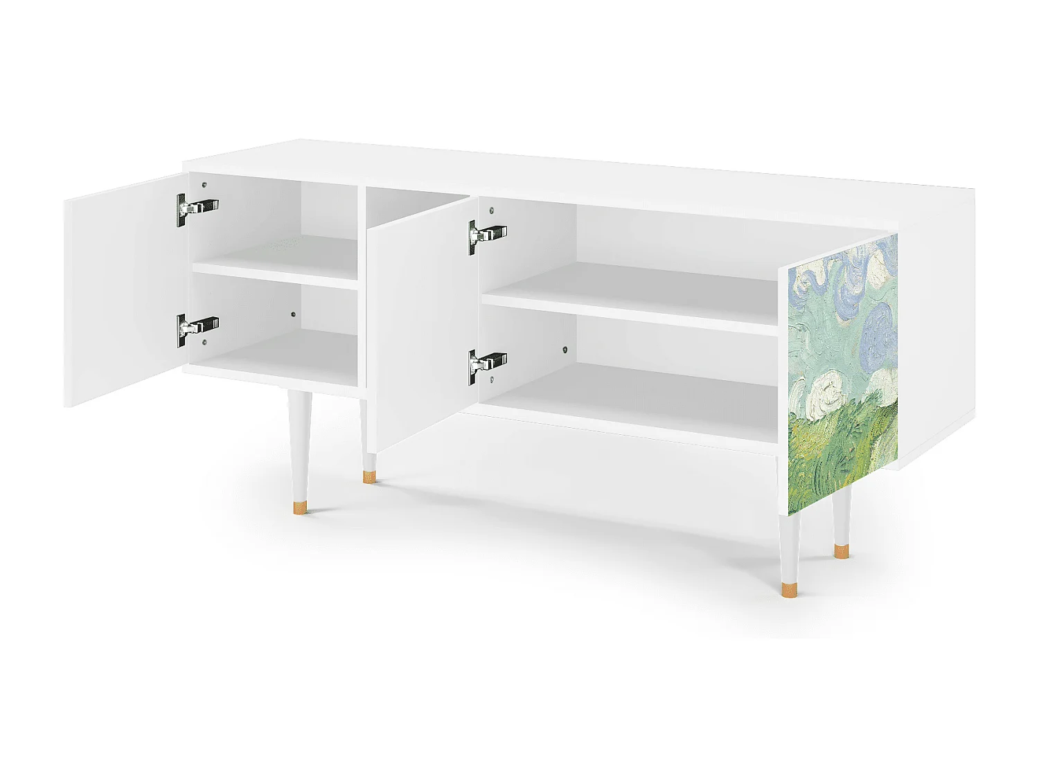 Meuble TV - 150х69х41 cm - T5 - Green Wheat Fields, Blanc