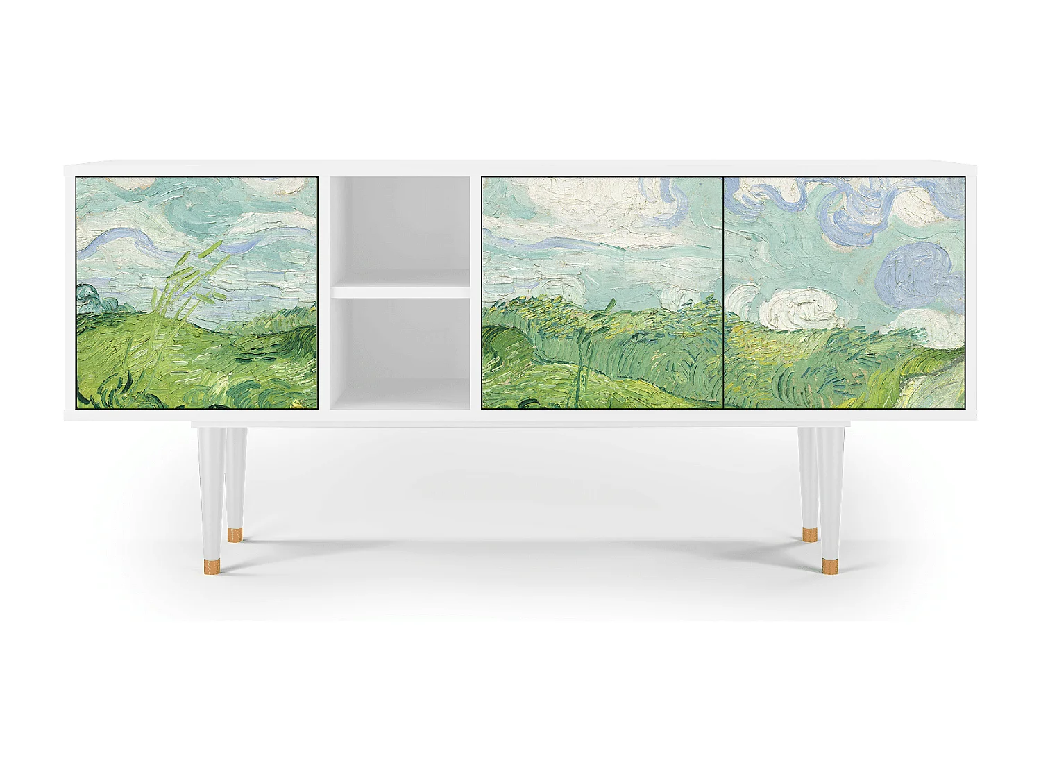 Meuble TV - 150х69х41 cm - T5 - Green Wheat Fields, Blanc