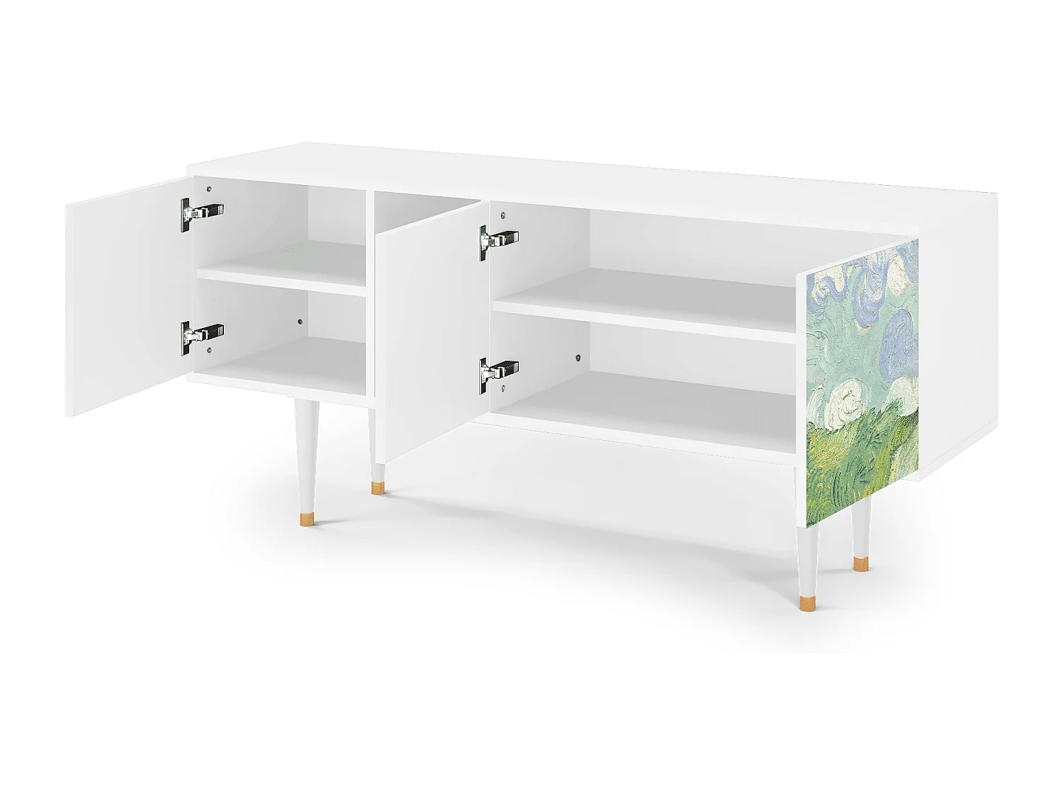 Meuble TV - 150х69х41 cm - T5 - Green Wheat Fields, Blanc