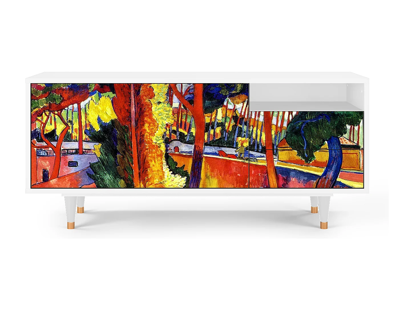 Szafka RTV - 125х56х41 cm - T7 - The Turning Road, Biały