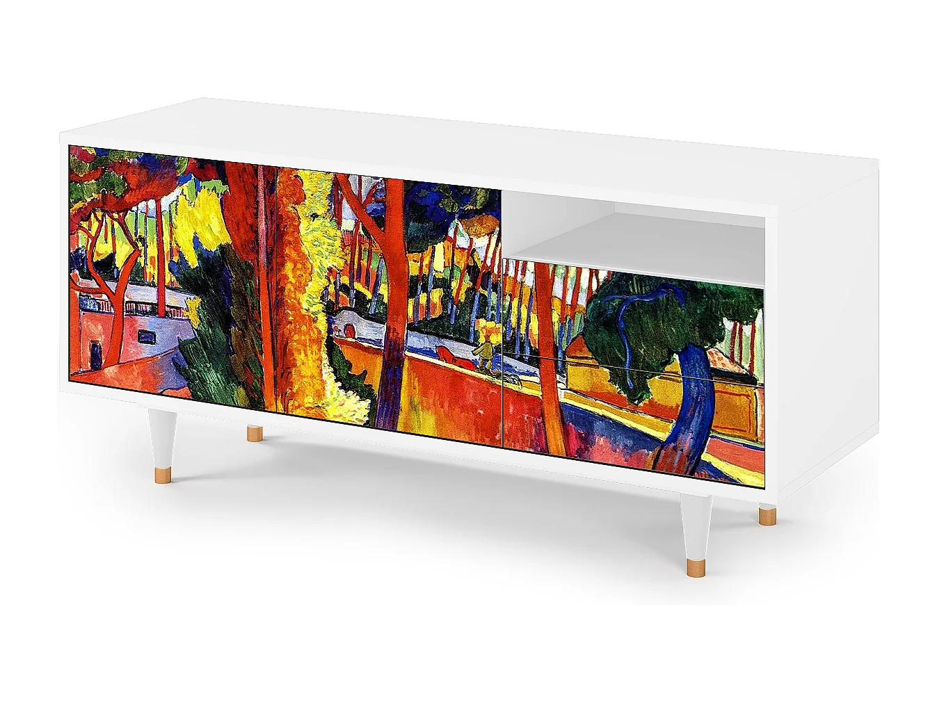 Szafka RTV - 125х56х41 cm - T7 - The Turning Road, Biały