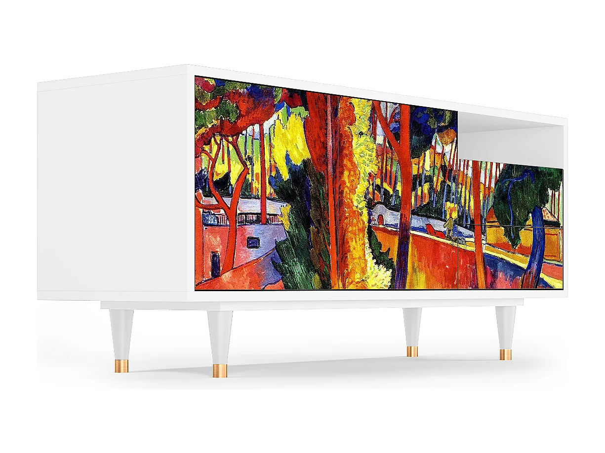 Szafka RTV - 125х56х41 cm - T7 - The Turning Road, Biały