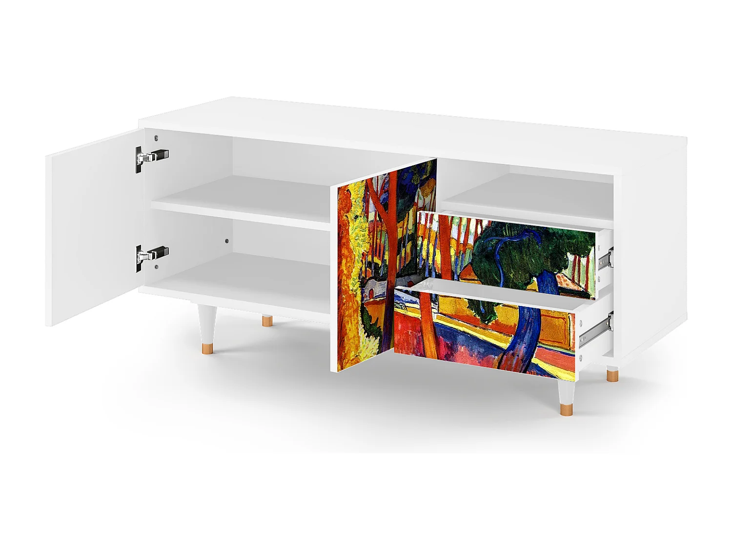 Szafka RTV - 125х56х41 cm - T7 - The Turning Road, Biały