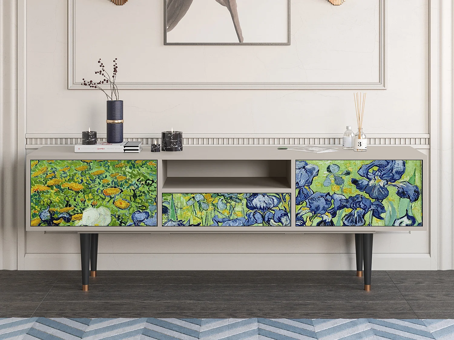 Meuble TV - 170х59х41 cm - T6 - Irises , Sable