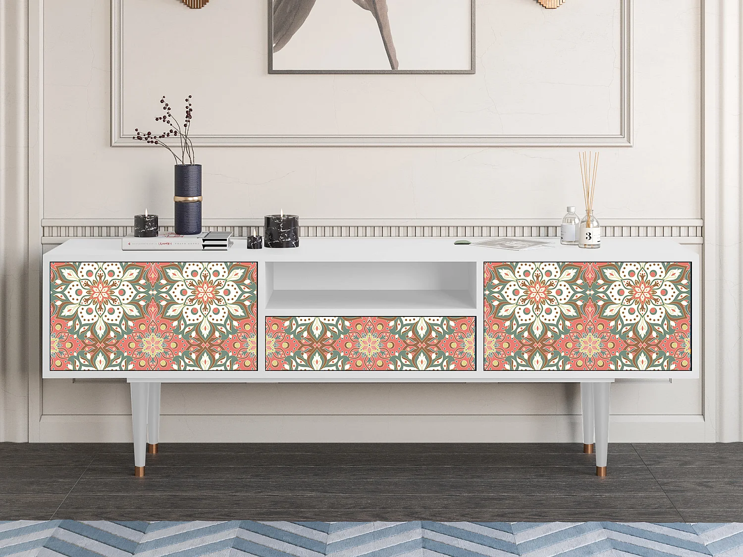 Meuble TV - 170х59х41 cm - T6 - Peach Grove, Blanc