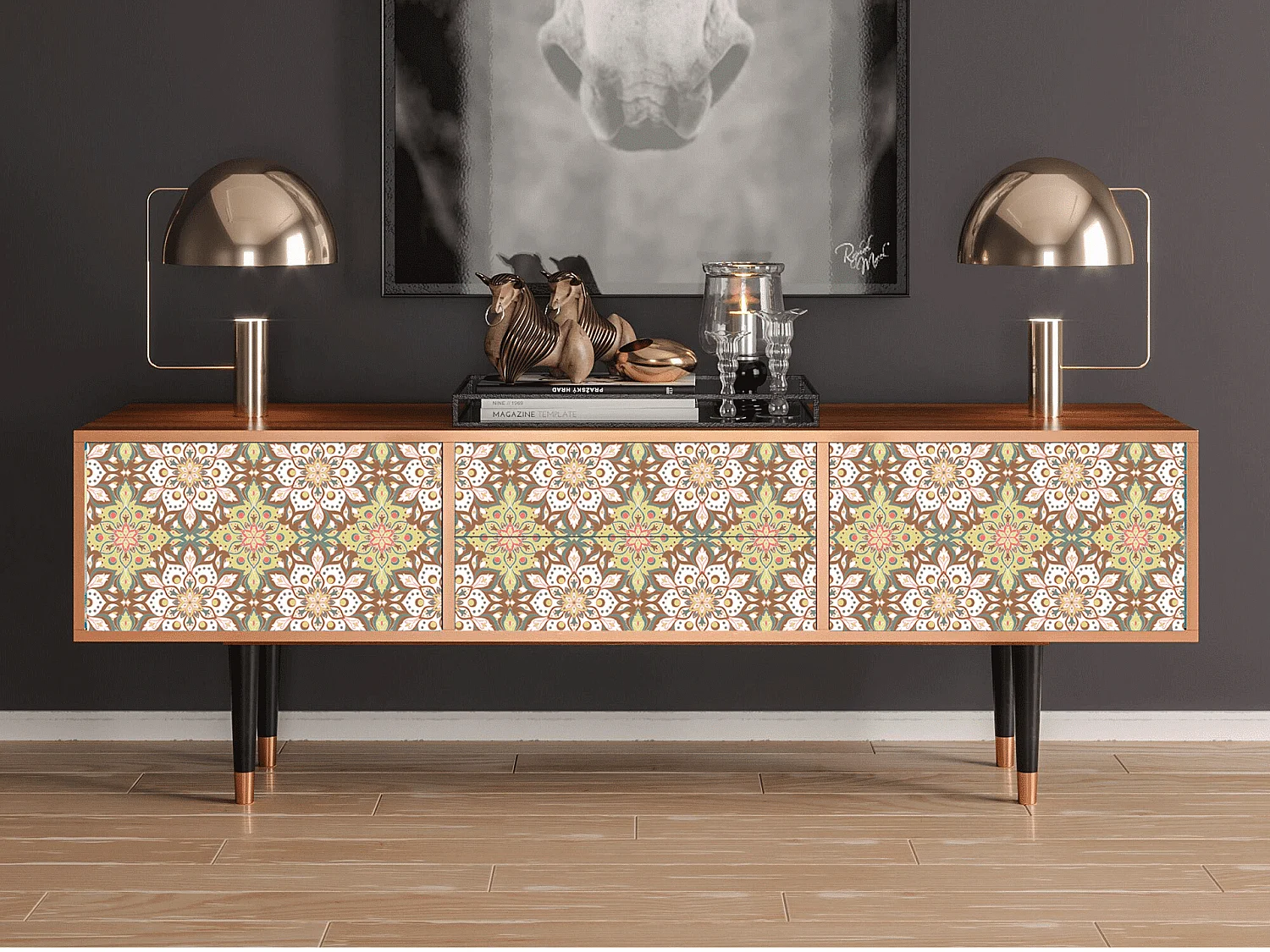 Szafka RTV - 170х59х48 cm - T4 - Chinese Tea, Orzech