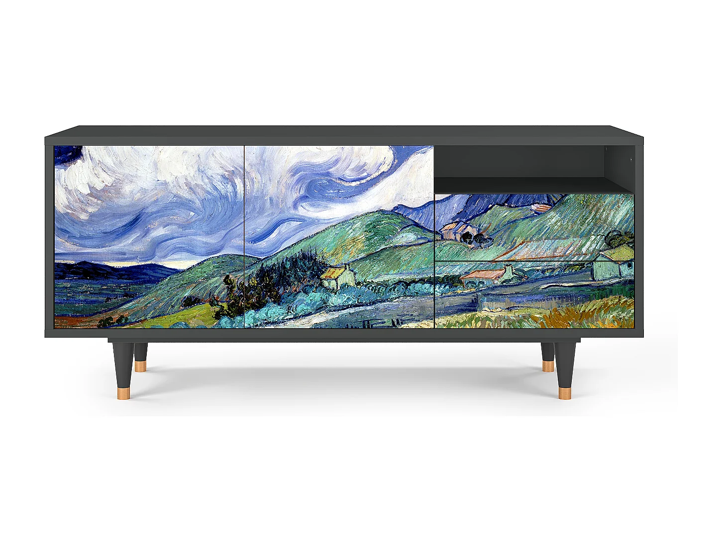 Meuble TV - 125х56х41 cm - T7 - Landscape, Anthracite