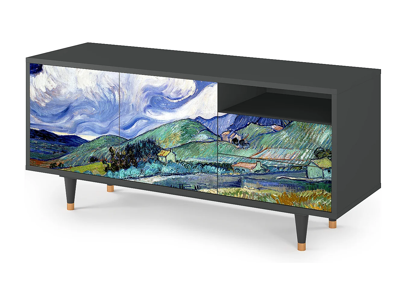 Meuble TV - 125х56х41 cm - T7 - Landscape, Anthracite