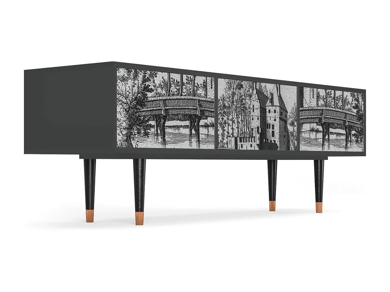 TV-Möbel - 170х59х48 cm - T4 - Castle with Bridge, Anthrazit