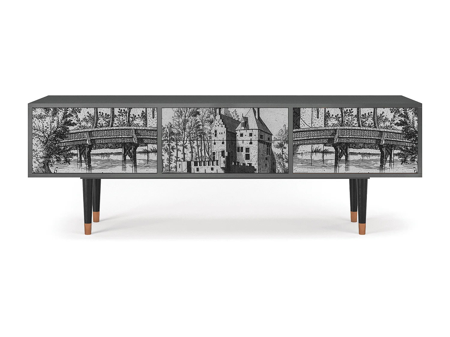 Meuble TV - 170х59х48 cm - T4 - Castle with Bridge, Anthracite