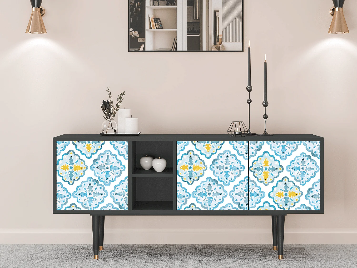 TV-meubel - 150х69х41 cm - T5 - Portugese tiles, Antraciet