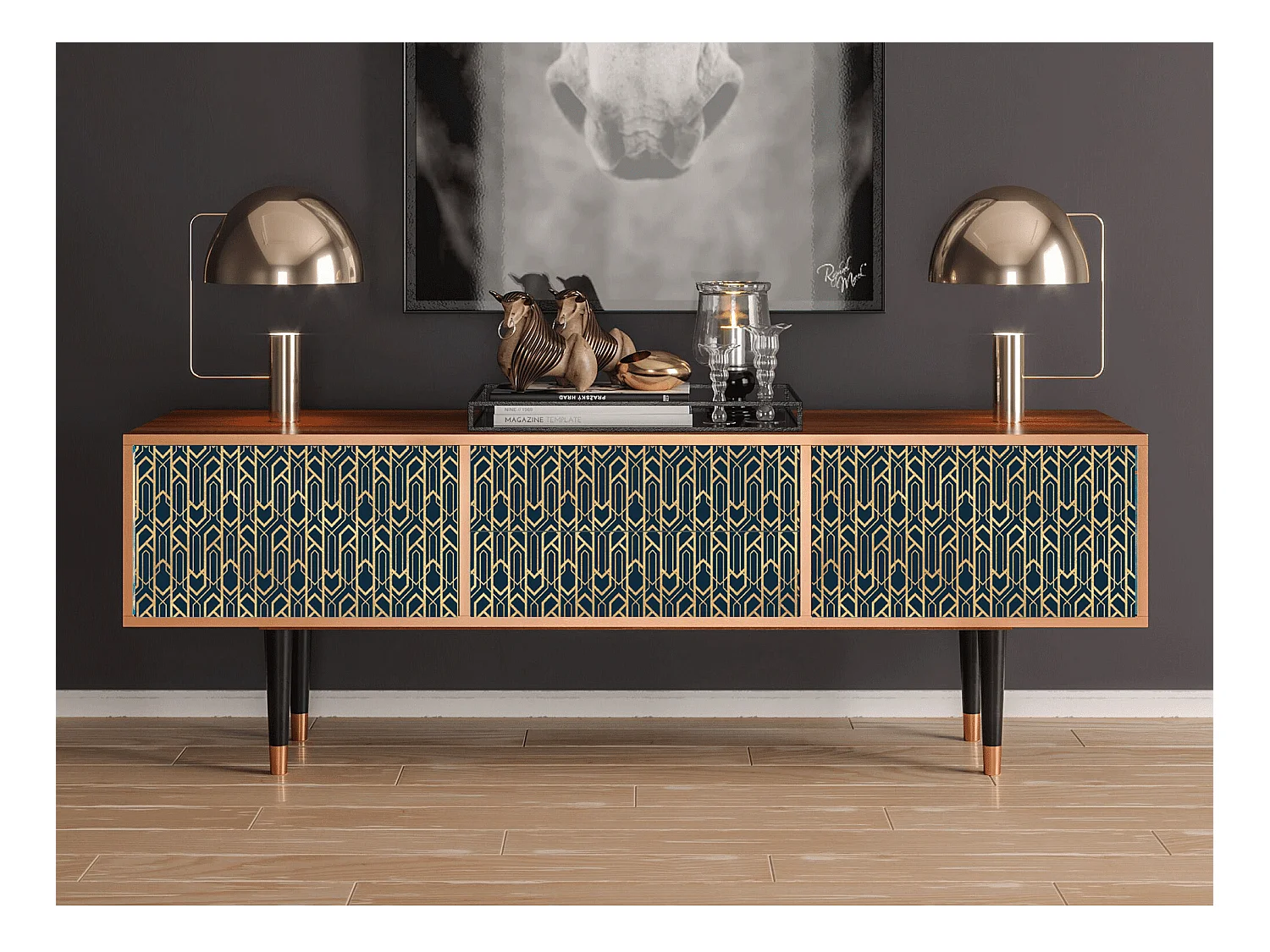 Szafka RTV - 170х59х48 cm - T4 - Golden Empire, Orzech