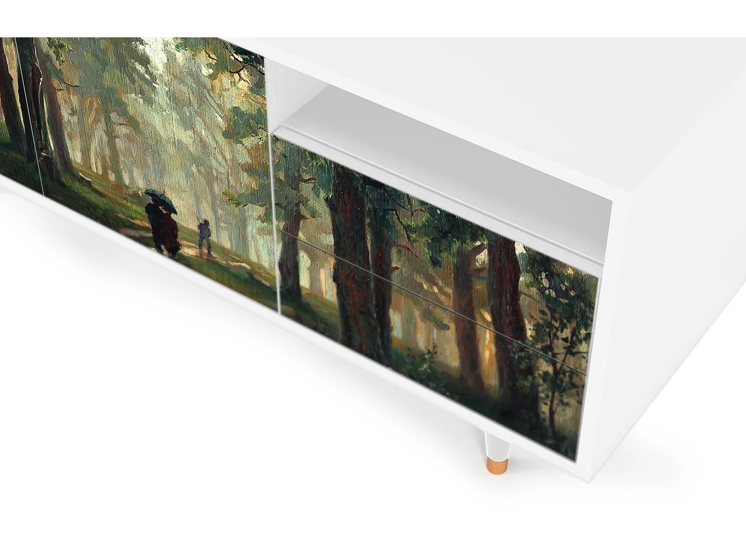 TV-Möbel - 125х56х41 cm - T7 -  Rain in the Oak Forest, Weiß