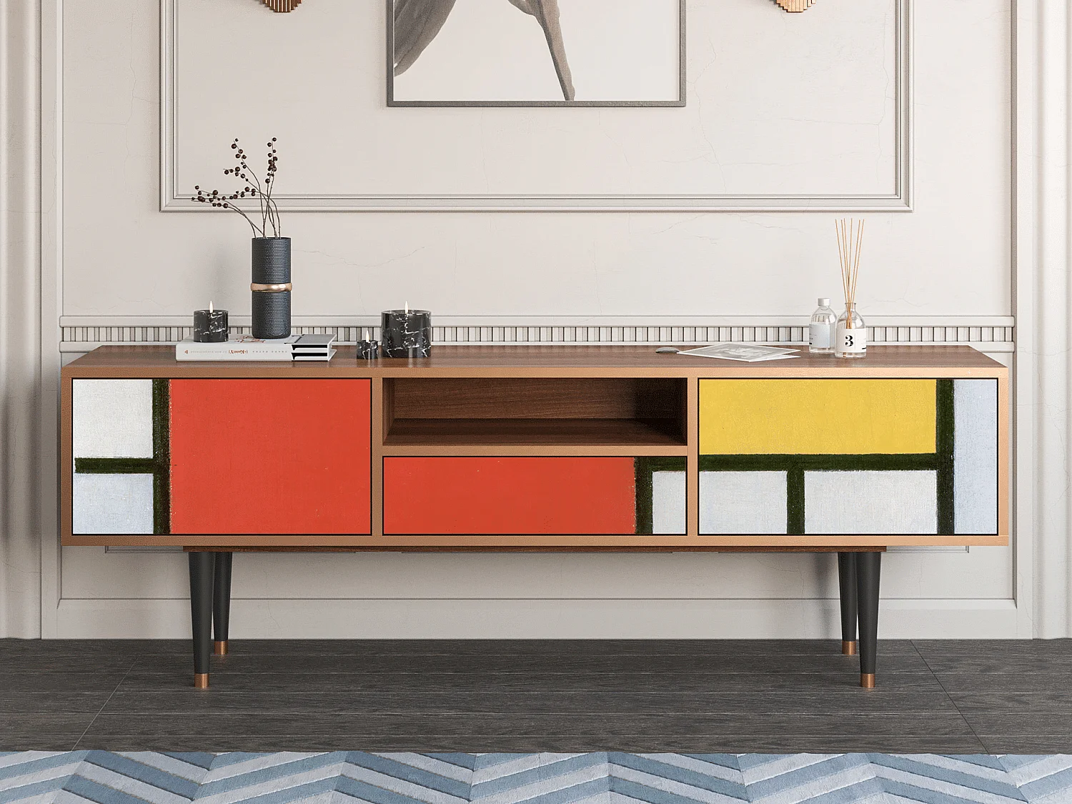 Mueble de TV - 170х59х41 cm - T6 - Composition, Nogueira