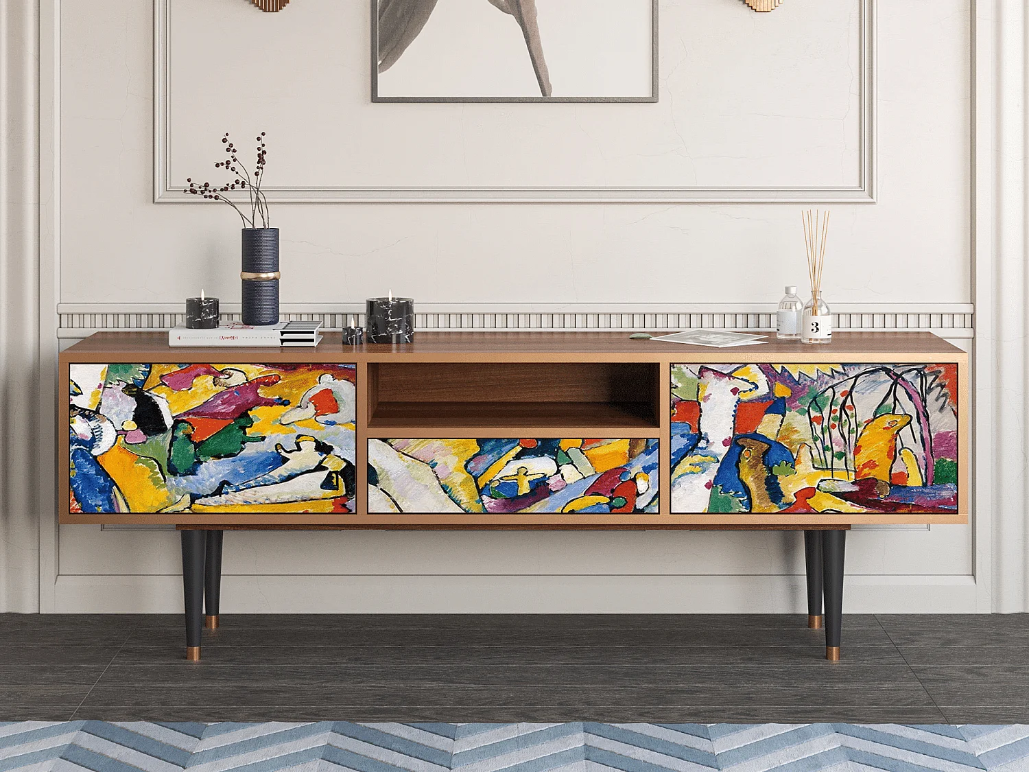 Mueble de TV - 170х59х41 cm - T6 - Improvisation 26  , Nogueira