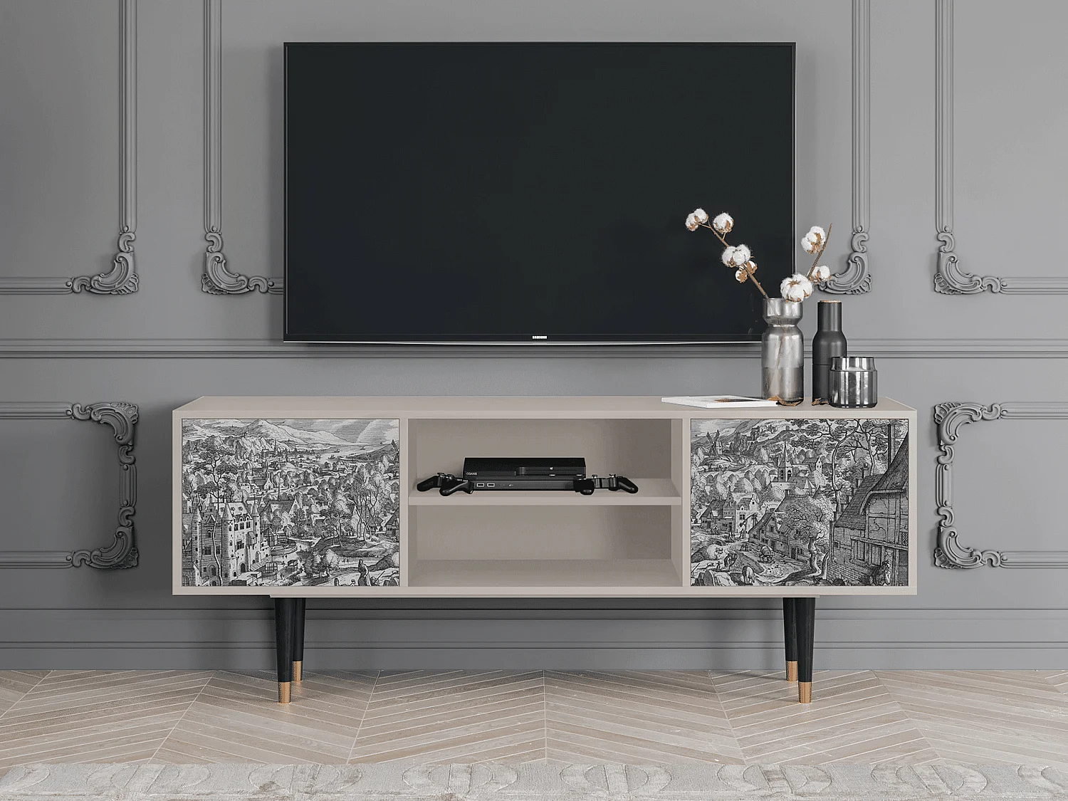 Mobile TV - 170х69х48 cm - T2 - Bird Dropping, Sabbia