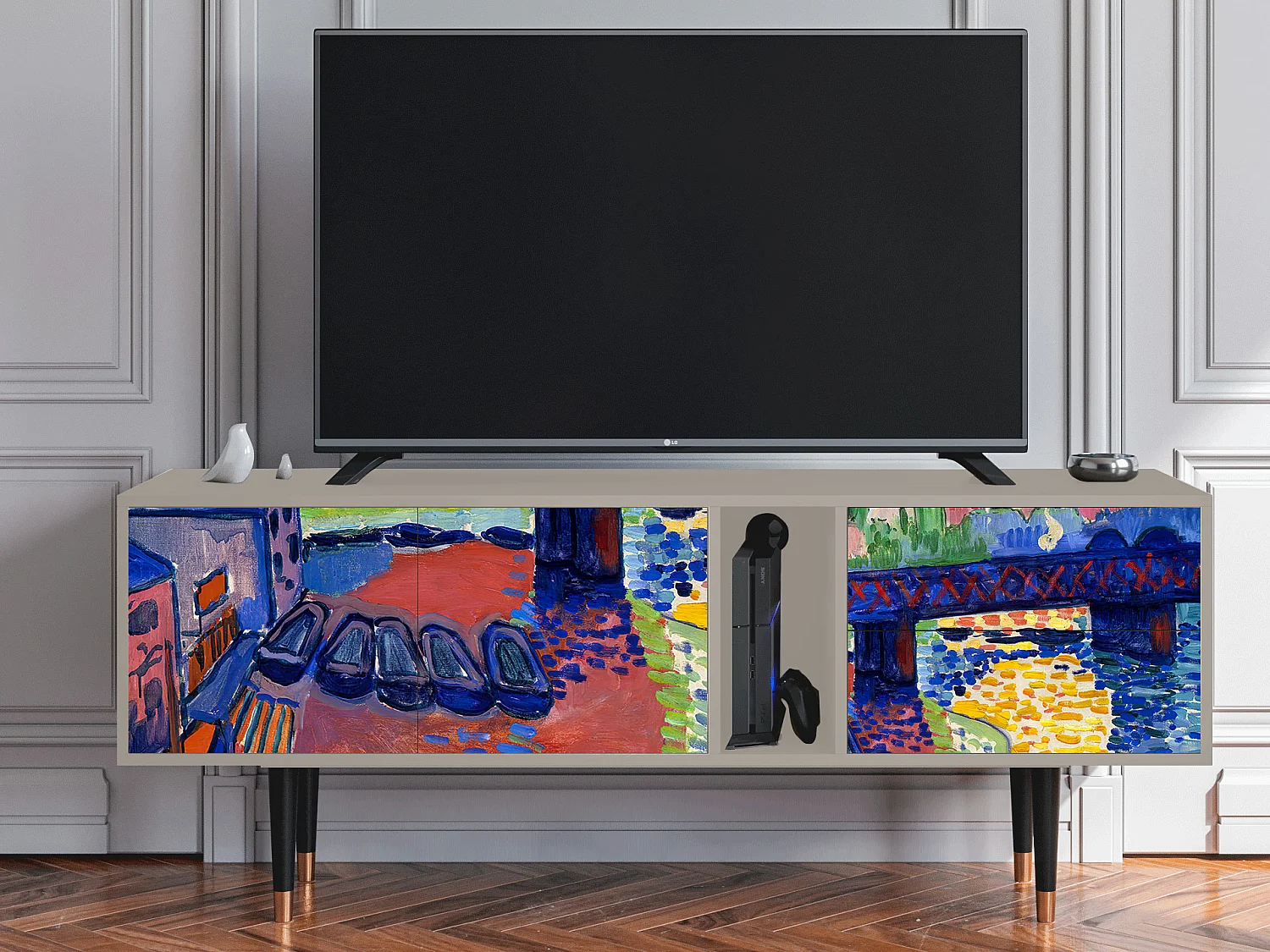 Szafka RTV - 170х69х48 cm - T1 - Charing Cross Bridge, Piaskowy