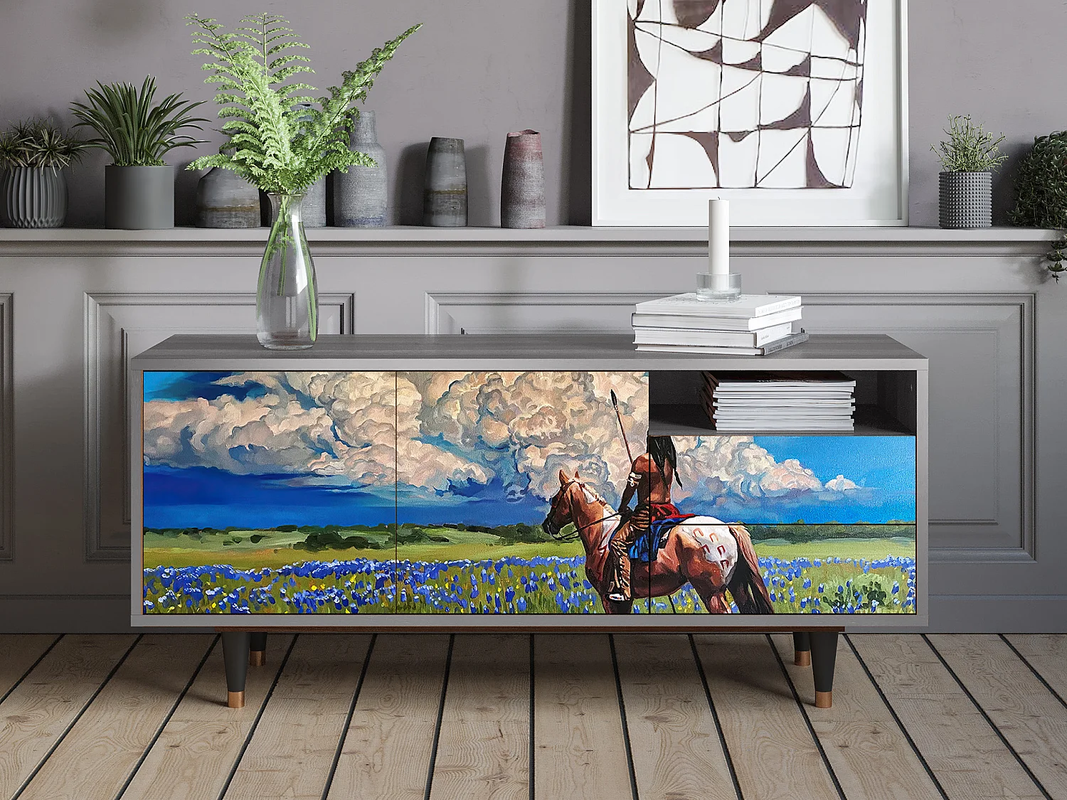 Mueble de TV - 125х56х41 cm - T7 - Thunderheads by Dean, Cinza