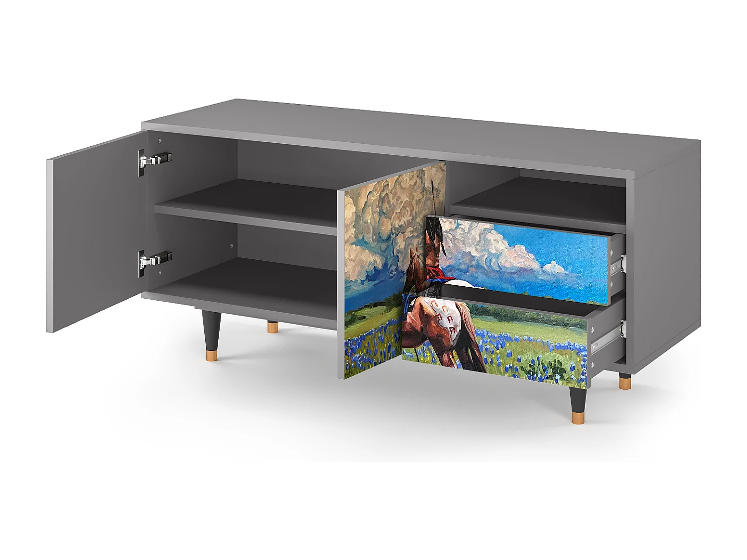 Mueble de TV - 125х56х41 cm - T7 - Thunderheads by Dean, Cinza