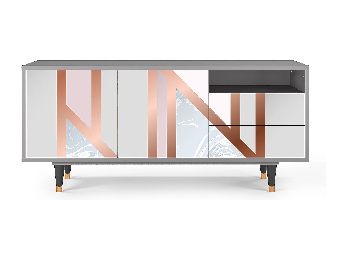 Meuble TV - 125х56х41 cm - T7 - Champagne Story, Gris