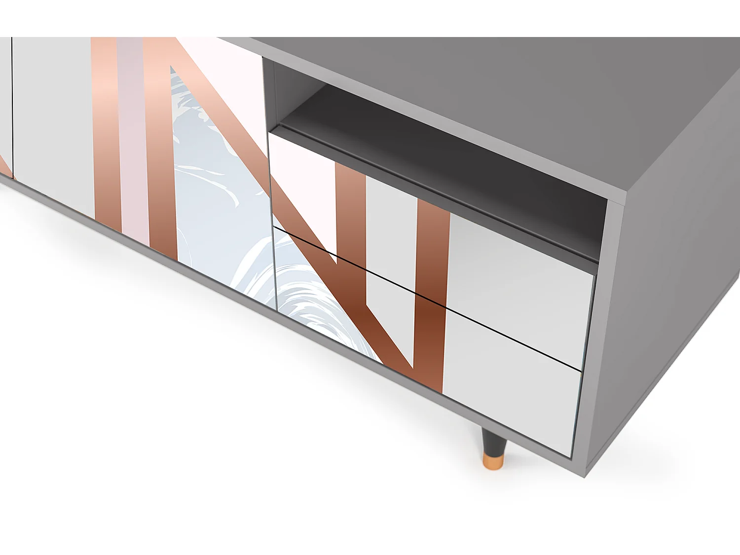 Meuble TV - 125х56х41 cm - T7 - Champagne Story, Gris