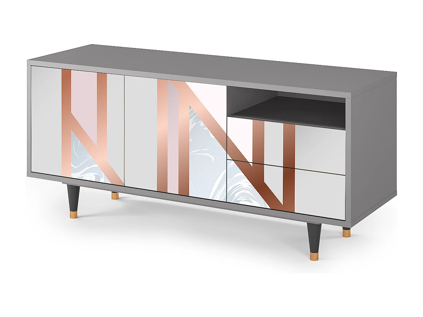 Mueble de TV - 125х56х41 cm - T7 - Champagne Story, Gris