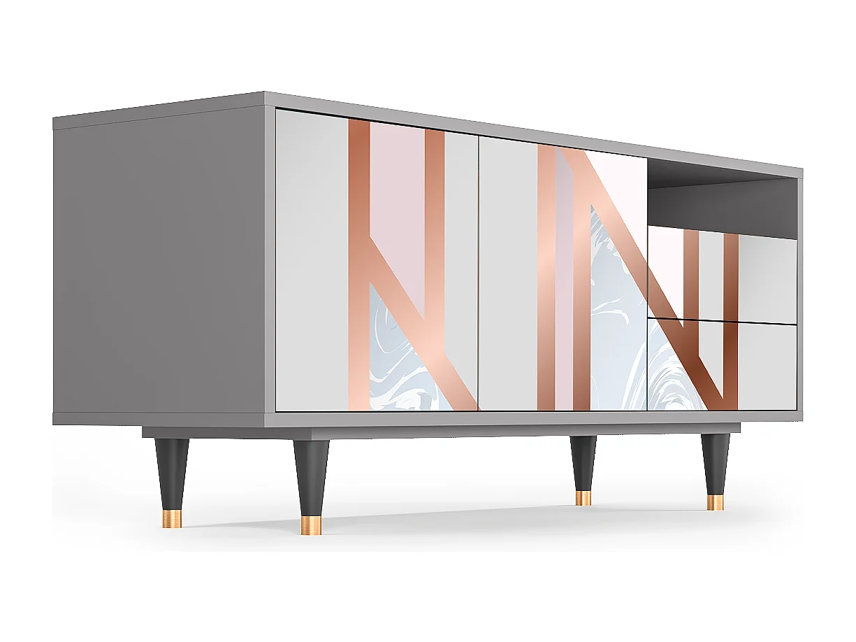 Mueble de TV - 125х56х41 cm - T7 - Champagne Story, Gris